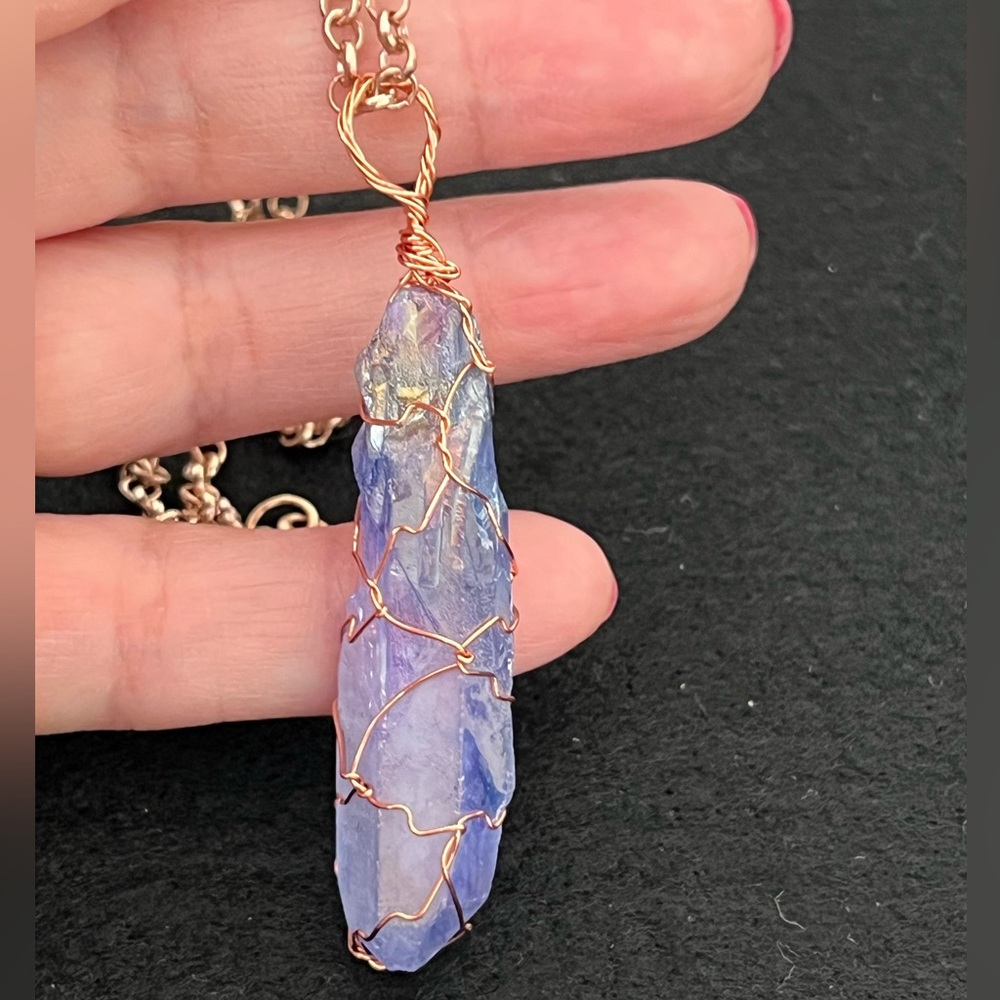 Copper wire wrapped purple quartz plus a free matching necklace